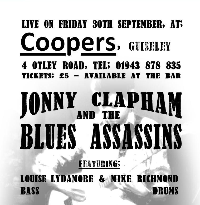 Jonny Clapham and The Blues Assassins - live at Cooper's, Guiseley on Friday 30th September